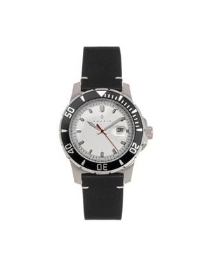 Nautis Dive Pro 200 Leather-Band Watch W/Date - Metallic