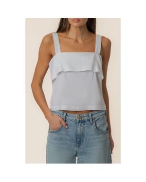 Kut From The Kloth Melanie Crop Linen & Cotton Blend Tank - Gray