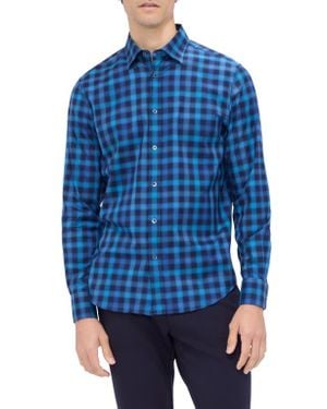 Bugatchi Karl Shaped Fit Buffalo Plaid Stretch Cotton Button-Up Shirt - Blue