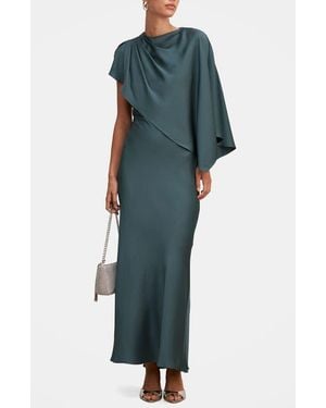 EVER NEW Zinnia Pleated Satin Cape Maxi Gown - Green