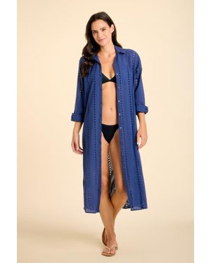 Sitano Po Maxi Shirt Dress Cover-Up - Blue