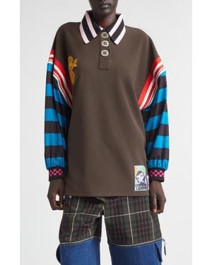 Chopova Lowena Mixed Stripe Patchwork Polo - Black
