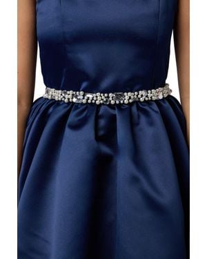 Un Deux Trois Stretchy Pearl And Gem Belt - Blue