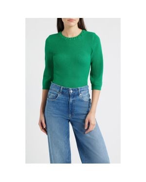 Wit & Wisdom Elbow Sleeve Rib Sweater - Green