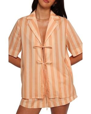 Petal & Pup Essie Stripe Cotton Tie Front Shirt - Multicolor