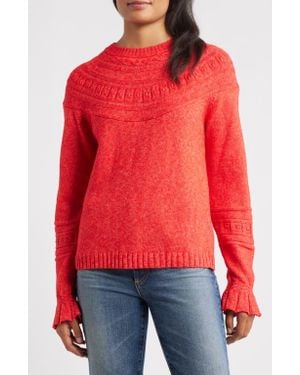NIC+ZOE Textural Dot Cozy Sweater - Red