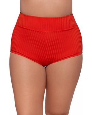 S3 Smoothing And Sculpting Ribbed Ultra High-Waist Swim Shorts - Red