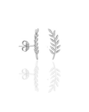 Spero London Wheat Earrings Ear Of Wheat Sterling Stud Earring - White