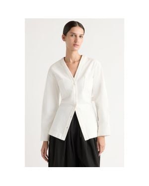 MODERN CITIZEN Emmett Cinch-Waist Denim Jacket - White
