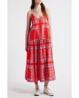 The Great The Drop Waist Sleeveless Maxi Dress - Red
