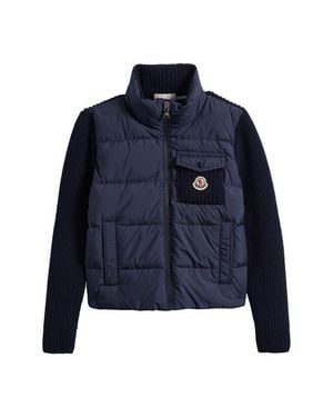Moncler Kids' Wool & Cashmere Down Puffer Cardigan - Blue