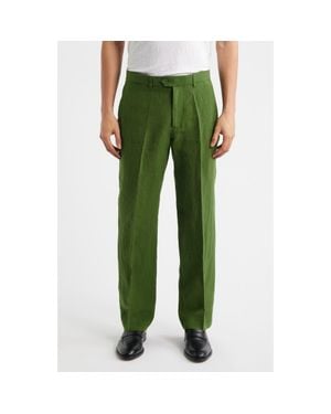 Percival Flat Front Linen Chinos - Green
