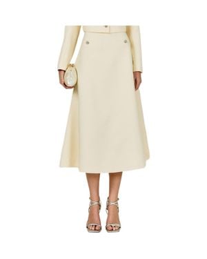 Endless Rose A-Line Tweed Midi Skirt - Natural