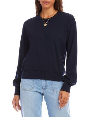 Karen Kane Rib Trim Sweatshirt - Blue