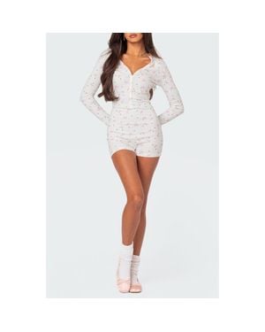 Edikted Mindy Pointelle Romper - White
