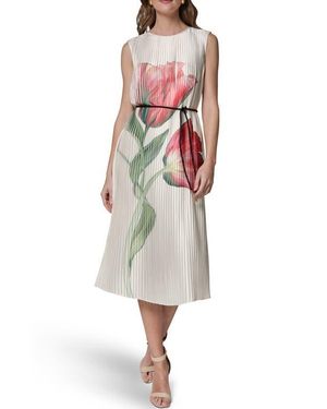 Donna Karan Floral Pleat Satin Midi Dress - Multicolor