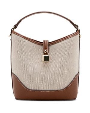 Mango Contrasting Canvas Bucket Bag - Brown