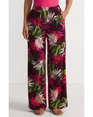 Lands' End Rayon High Rise Wide Leg Pants - Red
