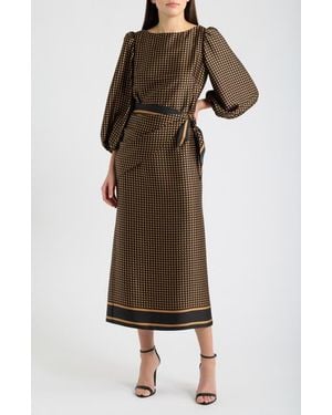Eliza J Polka Dot Balloon Sleeve Maxi Dress - Natural