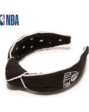 Lele Sadoughi Nba Brooklyn Nets Embroidered Headband - Black