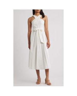 Anne Klein Crisscross Halter Midi Dress - White