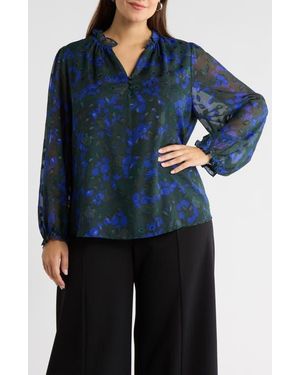 Sugarlips Sweetwater Floral Print Organza Top - Blue