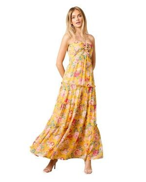 Oasis Rosette Detail Halterneck Midi Dress - Metallic