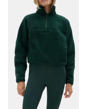 Halfdays Pieper Water Repellent Recycled Polyester Fleece Quarter Zip Top - Green