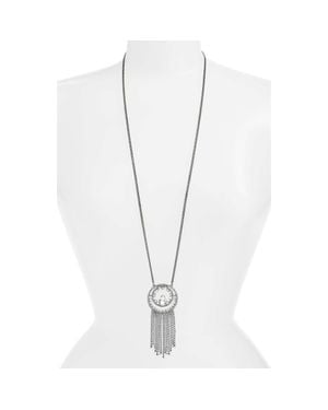 CRISTABELLE Circle Fringe Pendant Necklace - White