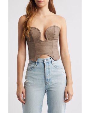 Mistress Rocks Faux Leather Corset Top - Brown