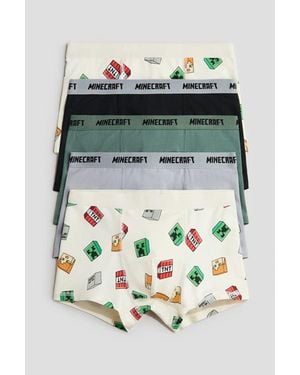 H&M 5-Pack Printed Cotton Trunks - Green