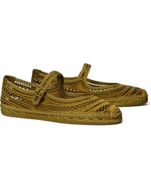Tory Burch Open Weave Mary Jane Espadrille Flat - Green