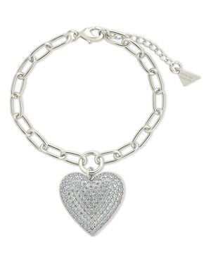 Sterling Forever Disco Heart Bracelet - Metallic