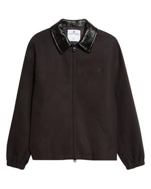 Courreges Vinyl Collar Cotton Canvas Bomber Jacket - Black
