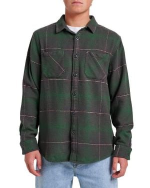Quiksilver Dna Plaid Cotton Flannel Button-Up Overshirt - Green