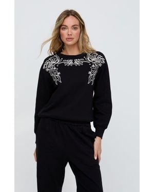 Raffya Marmalade Long Sleeves Embroidered Sweatshirt - Blue