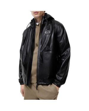 Burberry Leather Clapton Hooded Jacket - Black
