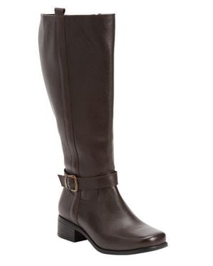 Comfortview The Donna Wide Calf Leather Boot - Brown