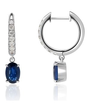 VALANI ATELIER Sapphire Drop Diamond Hoop Earrings - Blue
