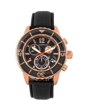 Morphic M51 Series Chronograph Leather-Band Watch W/Date - Metallic