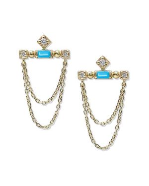 Anzie Clèo Bar Chain Earrings - Blue