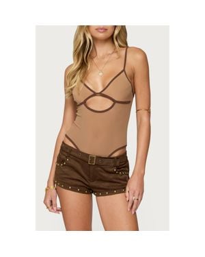 Edikted Contrast Sheer Cutout Camisole - Black