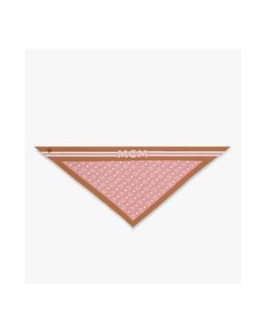 MCM Monogram Print Triangle Silk Scarf - Pink