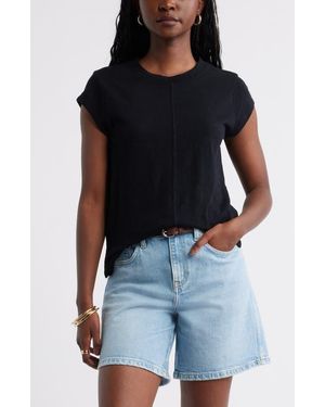 Caslon Short Raglan Sleeve Cotton Tee - Blue
