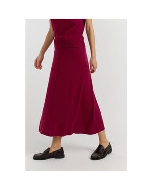 Chinti & Parker Wool Cashmere Midi Skirt - Red