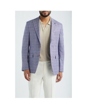 Jack Victor Mcallen Plaid Soft Constructed Cotton & Silk Blend Sport Coat - Blue