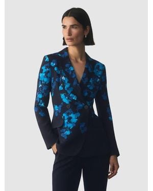 The Fold Knighton Silk Long Sleeve Blazer - Blue