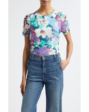 Ramy Brook Ellie Floral Mesh Top - Blue