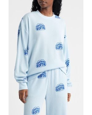 The Mayfair Group Certified Softie Waffle Knit Fleece Graphic Sweatshirt - Blue