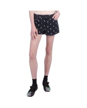 Anna Sui Denim Embroidered Roses Shorts - Blue